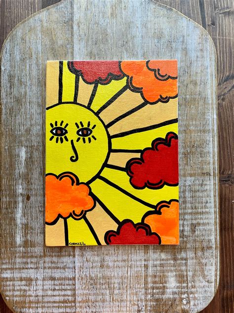 Original sun with clouds painting! 5x7 canvas panel. Painted with ...