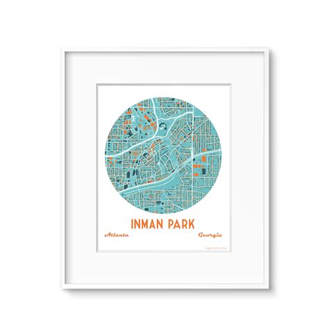 Inman Park Atlanta Neighborhood Map Art Moving Away Gift - Etsy