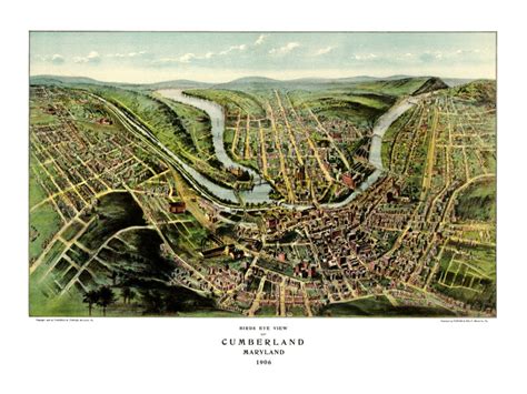 Beautifully restored map of Cumberland, Maryland from 1906 - KNOWOL