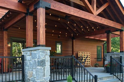 Stone And Cedar Porch Columns — Randolph Indoor and Outdoor Design