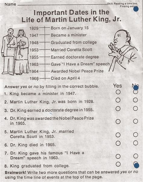 Free Printable Martin Luther King Worksheets