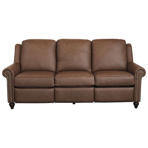 Bassett Magnificent Motion Customizable Power Reclining Sofa with Panel Arms and Turned Feet ...