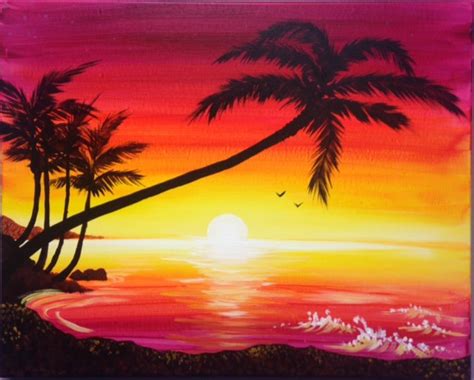 Tropical Sunset Painting at PaintingValley.com | Explore collection of ...