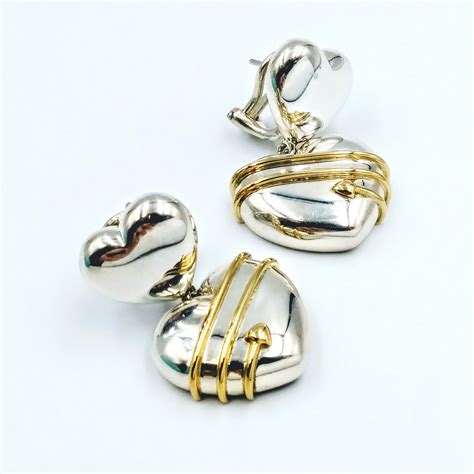 Tiffany & Co. - Vintage 18k Gold & Sterling Silver Heart Arrow Earrings ⋆ SmartShop Jewelry