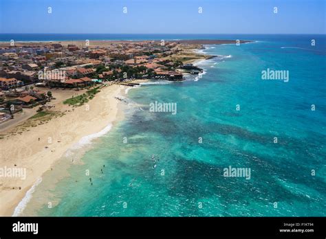 Aerial view of Santa Maria beach in Sal Island Cape Verde - Cabo Verde ...