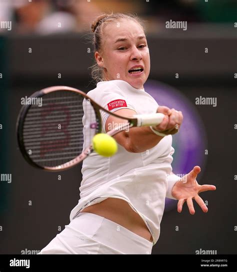 Anna Blinkova in action against Aryna Sabalenka (not pictured) on day ...