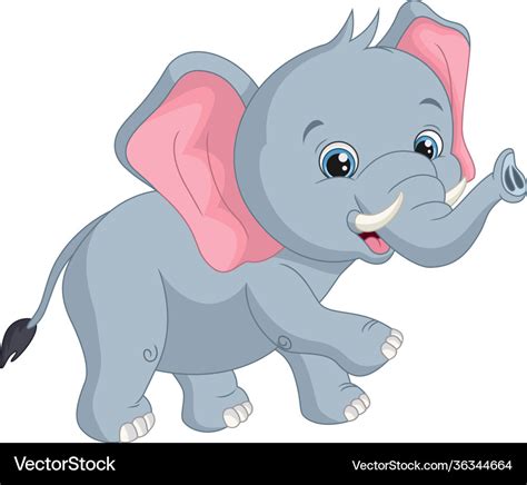 Cartoon cute baby elephant on white background Vector Image