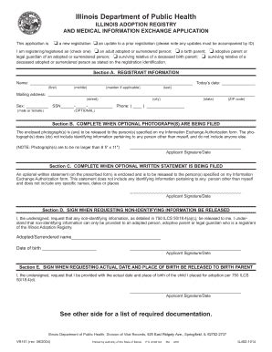 Illinois Adoption Registry Application Illinois Department of Public Idph State Il Form - Fill ...