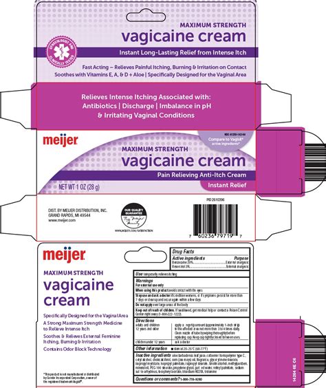 Meijer Distribution, Inc. Vagicaine Cream Drug Facts