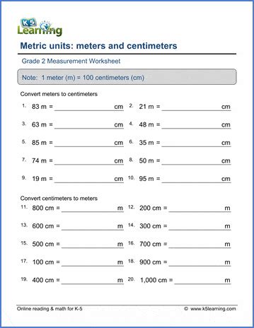 Grade 2 math worksheet - Measurement: convert between centimeters and ...