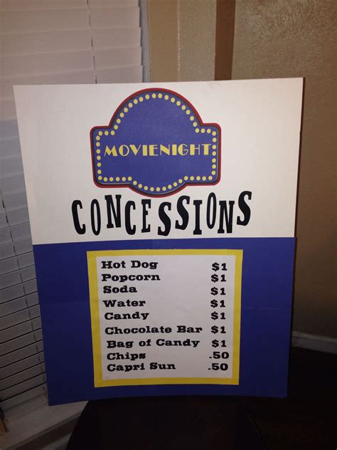 Movie Night concession sign | Creative fundraising, Movie night ...