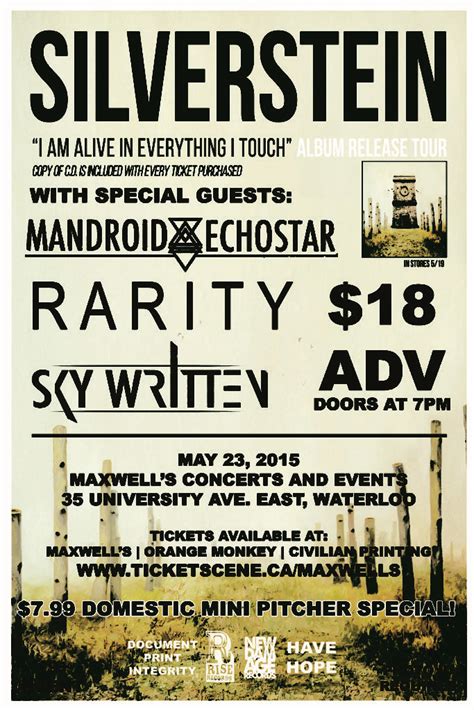 Silverstein, Sat May 23 – Maxwell's Concerts and Events