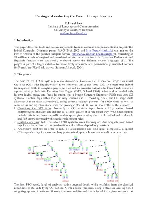 (PDF) Parsing and evaluating the French Europarl corpus | Eckhard Bick - Academia.edu