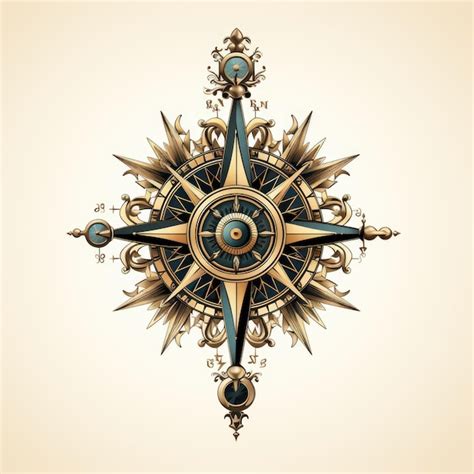 Premium AI Image | compass tattoo isolated on white background