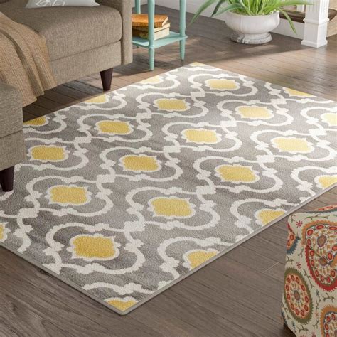 Melrose Geometric Gray/Yellow Area Rug in 2020 | Yellow area rugs, Area rugs, Grey and white rug