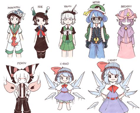 A roster of my own fanmade Touhou designs! (+newcomer Cirno) : touhou