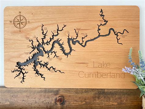 Lake Cumberland 3D Map | Engraved wooden map of Lake Cumberland KY | Kentucky Gift