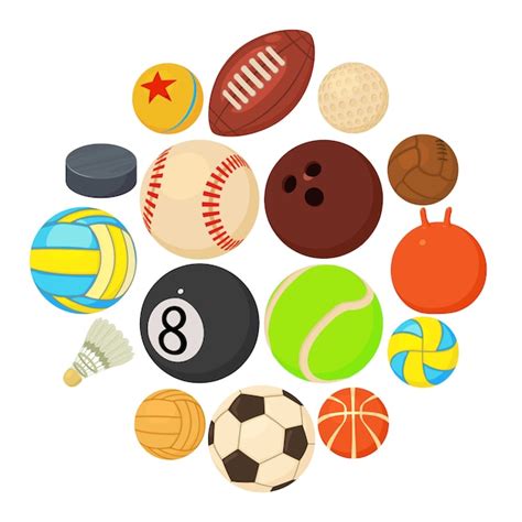 Premium Vector | Sport balls icons set play types, cartoon style