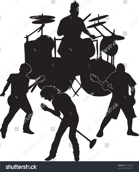 Clip Art Illustration Of A Rock Band - 41600053 : Shutterstock