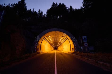 Highway Tunnel Entrance at Night Stock Photo - Image of concept ...