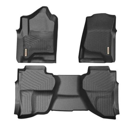 Floor Mats for 2014-2018 GMC Sierra 1500 Extend Double Cab All Weather Protection Black ...