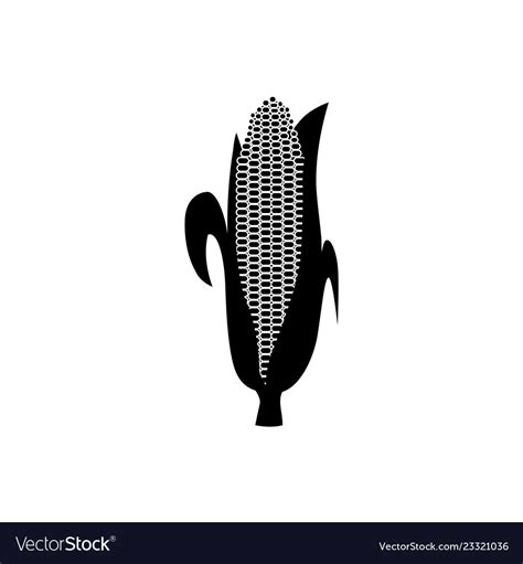 Corn cob black silhouette icon organic food Vector Image