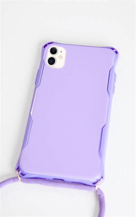 Lilac Iphone 11 Phone Case With Cross Body Strap | PrettyLittleThing