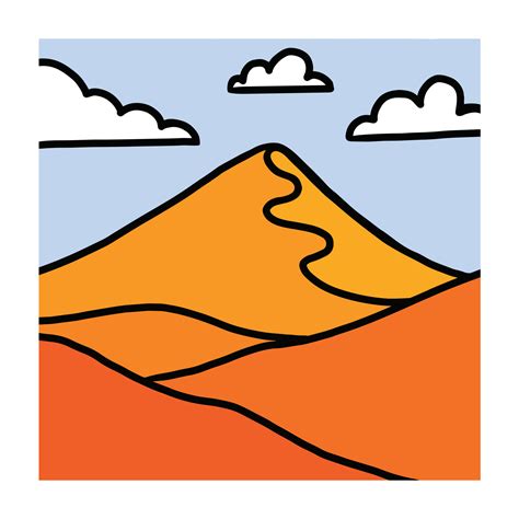 a landscape illustration in a square. simple cartoon drawing in vector ...