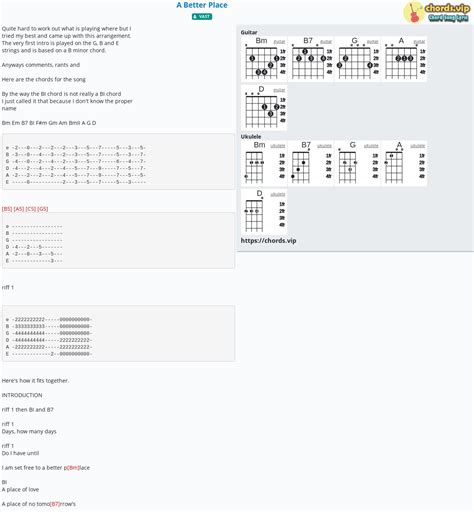 Chord: A Better Place - VAST - tab, song lyric, sheet, guitar, ukulele ...