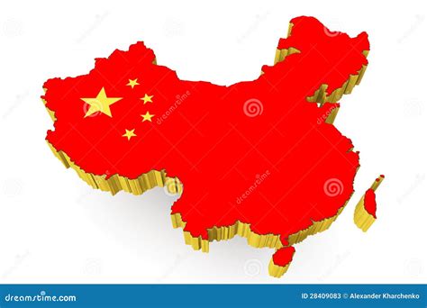 People S Republic of China Map with Flag Stock Illustration ...