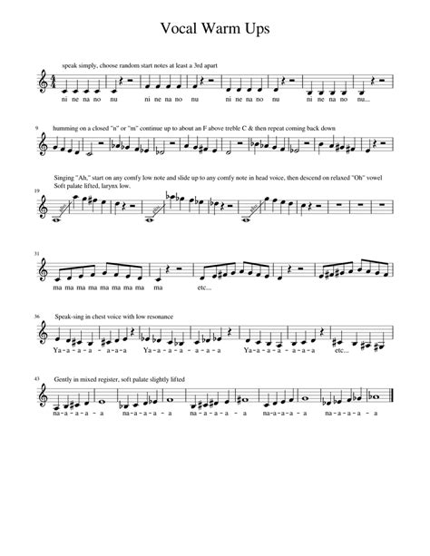 Vocal Warm Ups Sheet music for Piano | Download free in PDF or MIDI | Musescore.com