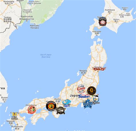 2019 Nippon Professional Baseball League Map | Nippon professional baseball, Japan baseball ...