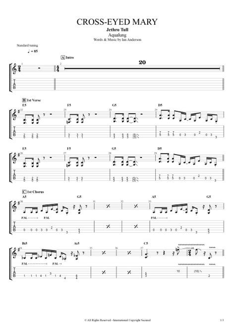 Cross-Eyed Mary by Jethro Tull - Full Score Guitar Pro Tab | mySongBook.com