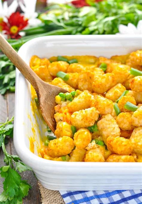 Tater Tots Casserole With Chicken Nuggets - The Seasoned Mom