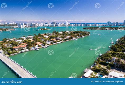 Aerial View of Miami. Palm Island on a Beautiful Day Stock Photo ...