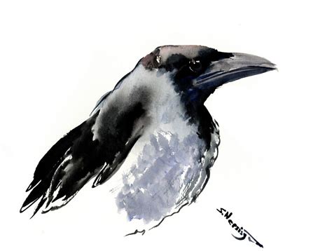 Watercolor Crow Wall Art Original One of a Kind Watercolor - Etsy