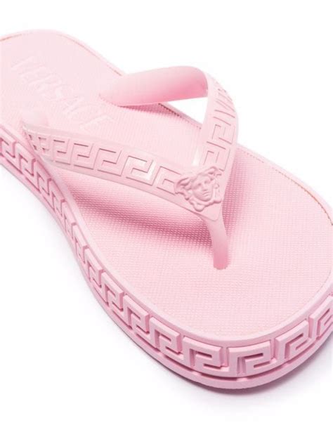 Versace Greca-embossed Flip Flops - Farfetch | Pink sandals outfit ...