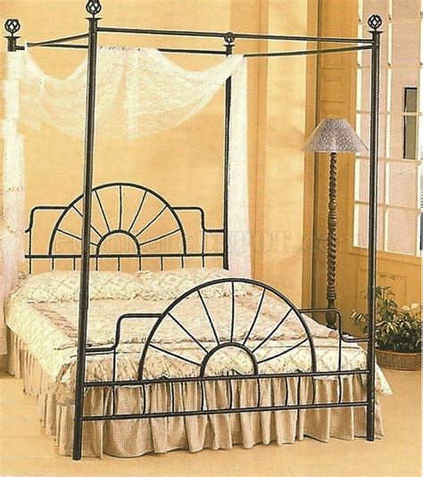 Black Wrought Iron Sunburst Bed w/Canopy