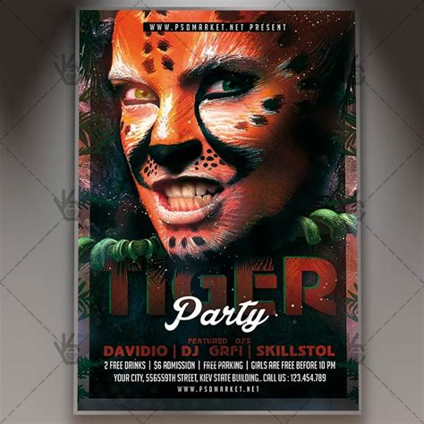Download Tiger Party Flyer - PSD Template | PSDmarket | Party flyer, Psd template free, Poster ...