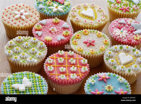 highly decorated cupcakes or fairy cakes Stock Photo - Alamy