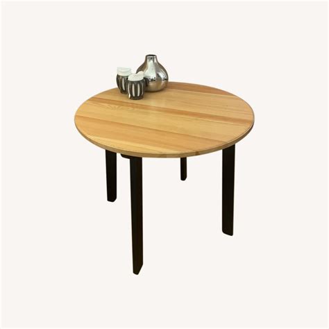 IKEA Round Dining Table - Wood / Black - AptDeco