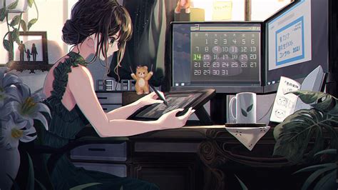 Anime Girl Green Dress Computer Anime Girl, HD wallpaper | Peakpx