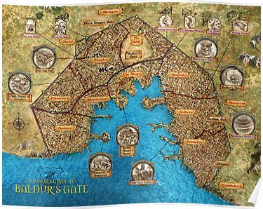 Baldur's Gate Map Poster | Gate city, Baldur's gate, Map