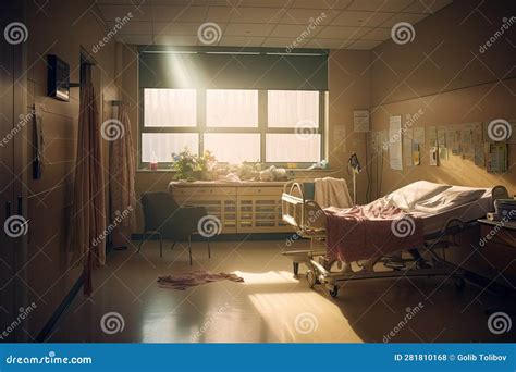 A Hospital Room with a Bed and a Window Stock Illustration ...