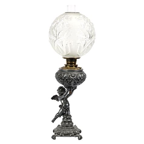 Banquet Lamp, Clear & Frosted Regal Iris Shade Auction