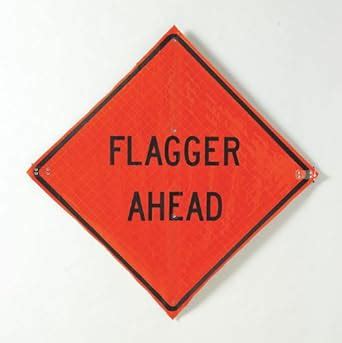 Road Sign, Flagger Ahead, 36 x 36In: Industrial Warning Signs: Amazon ...