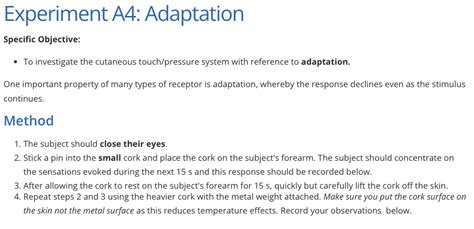 Solved Experiment A4: Adaptation Specific Objective: - To | Chegg.com