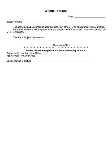 Doctors Excuse Form Printable - Printable Forms Free Online