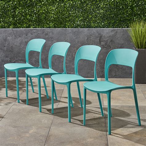 Tatiana Outdoor Plastic Chairs, Set of 4, Teal - Walmart.com - Walmart.com