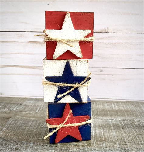 Americana Wood Blocks | Wood blocks, 2x4 crafts, Patriotic crafts